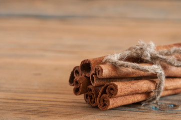 Cinnamon on wooden table