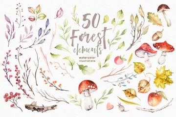 Niedliche Tierkindergartenmaus, Hase und Bär isolierte Illustration für Kinder. Aquarell Boho Wald Zeichnung Eichhörnchen, Aquarell, Igel Bild Perfekt für Kinderzimmer Poster, Muster © kris_art