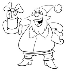 Santa Claus with present coloring book