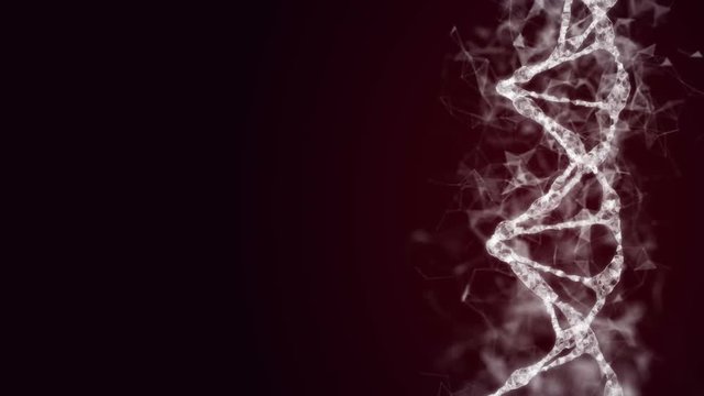Abstract DNA Molecule Loop. Glowing Molecule On Dark Background. Genetics concept.