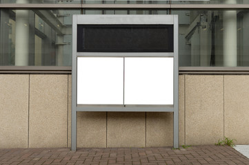 Large blank billboard on a street wall, banners with room to add your own text