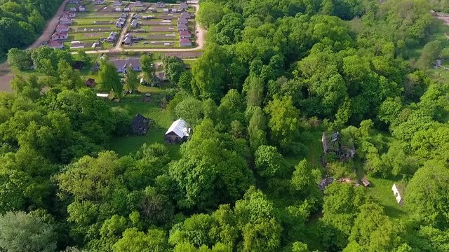 Burnt O'Rourke Manor. XIX-early XX centuries, in Vselub, Belarus. Shoot by drone