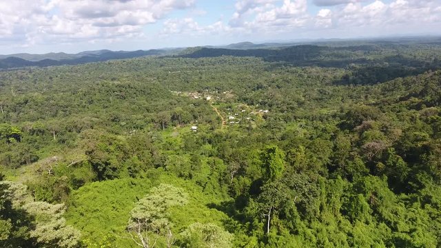 Sa&uuml;l French Guiana remote village surrounded by dense rainforest Aerial view