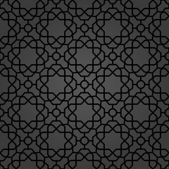 Seamless ornament in arabian style. Geometric abstract dark background. Pattern for wallpapers and backgrounds