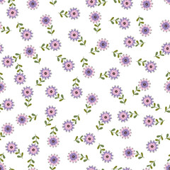 Amazing seamless floral pattern with bright colorful small flowers. Folk style millefleurs. Elegant template for fashion prints. 