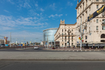 MINSK, BELARUS - SEPTEMBER 11, 2018: View of center of Minsk. Station Square. Minsk. Belarus.
