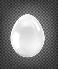White egg with glossy shine isolated on black transparent background. Vector illustration.