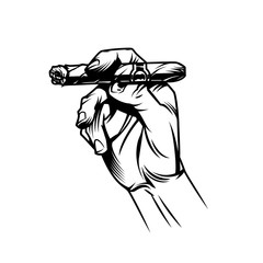 Male hand holding burning cuban cigar