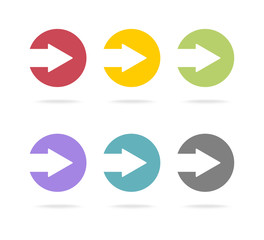 Set of Colorful Arrows in Circle Icon