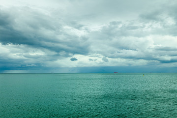 Idyllic shot of horizontal sea water and sky