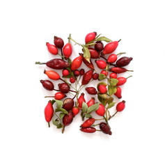 bunch of red berries on white background