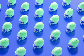 Vivid colorful 3d rendering football helmet background.