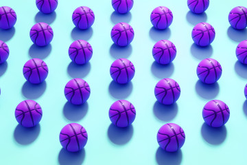 Vivid colorful 3d rendering basketball background.