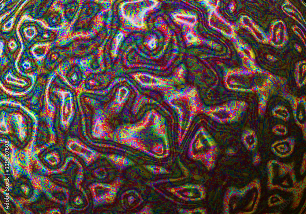 Aufkleber folds of satin fabric with a complex pattern and gradient. digital artwork. fractal graphics.