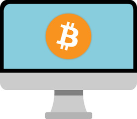 Bitcoin logo on a computer monitor