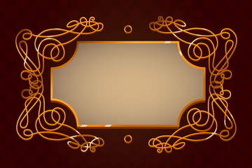 Golden vintage frame vector template