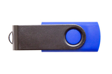 USB flash drive, memory card on white background