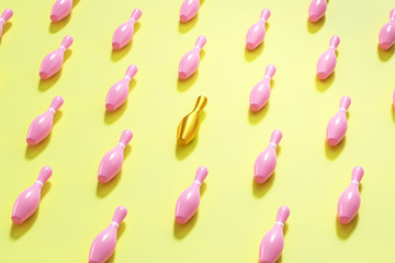 Vivid colorful 3d rendering bowling background.