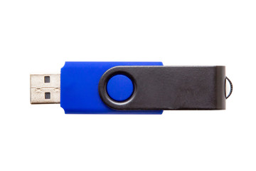 USB flash drive, memory card on white background