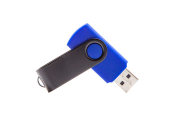 USB flash drive, memory card on white background