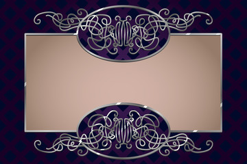 Silver vintage frame vector template