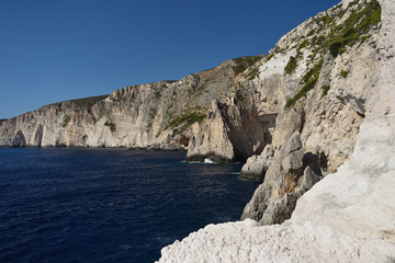 Fototapeta na wymiar Zakynthos rocky coastline seen from Plakaki Cape