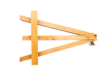 Wooden easel on white background