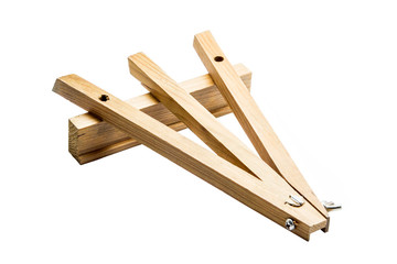 Wooden easel on white background