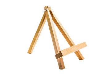 Wooden easel on white background