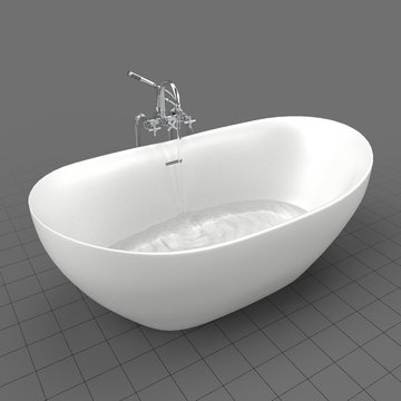 Modern bathtub filling with water
