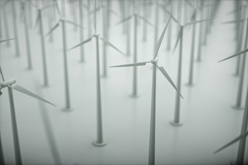 3d rendering wind power windmills, sustainable development of environmental energy.The concept of green new energy.