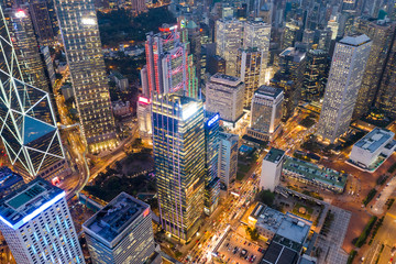 Obraz premium Hong Kong downtown at night
