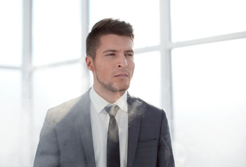 young businessman in smoke clubs