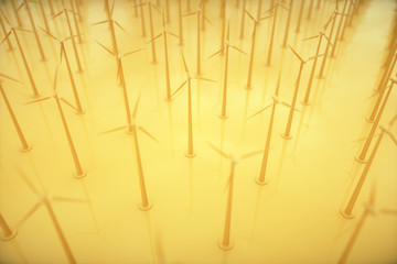 3d rendering wind power windmills, sustainable development of environmental energy.The concept of green new energy.