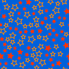 Night sky and stars. Seamless vector EPS 10. Flat geometric pattern texture. Multicolor abstract background for print and textile