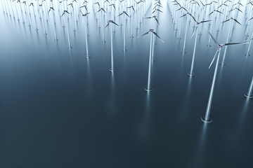 3d rendering wind power windmills, sustainable development of environmental energy.The concept of green new energy.