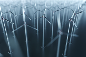 3d rendering wind power windmills, sustainable development of environmental energy.The concept of green new energy.