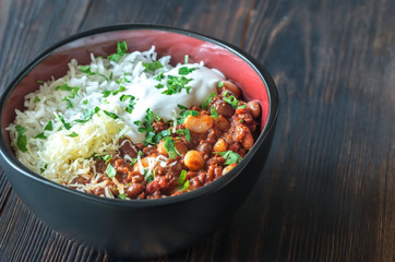 Bowl of chili con carne