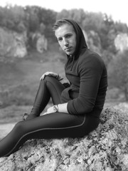 Young man on the trekking tour	
