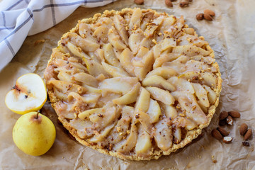 Pear pie with nuts