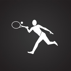 Big tennis player on black background icon