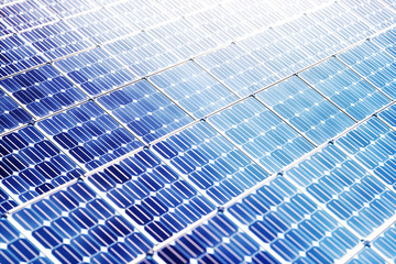 Side view of solar panels,3d illustration.The concept of renewable energy and new energy.