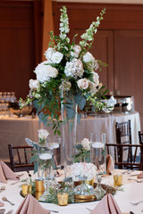 Table center piece featuring roses
