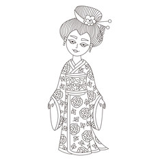 Geisha vector black and white character