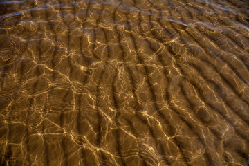 sandy bottom through the transparent water