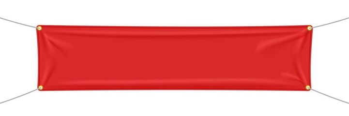Red textile banner with folds