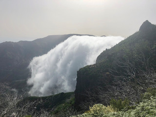 Nebelwelle Hochebene Madeira Berg