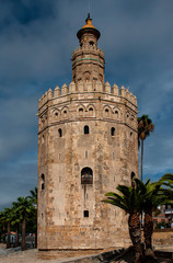 Fototapeta na wymiar The Torre del Oro military watch tower in Seville, Spain