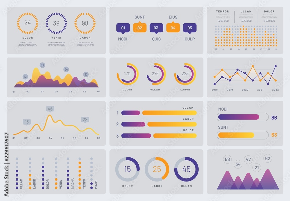 Poster infographics marketing icons, abstract elements of graph, diagram with steps. business data visualiz