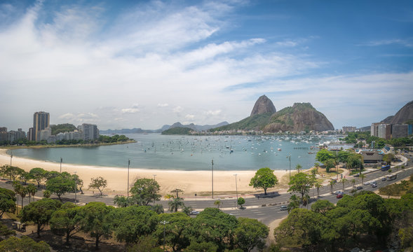 Aerial view of Botafogo, Guanabara Bay and Sugar Loaf Mountain - Rio de Janeiro, Brazil